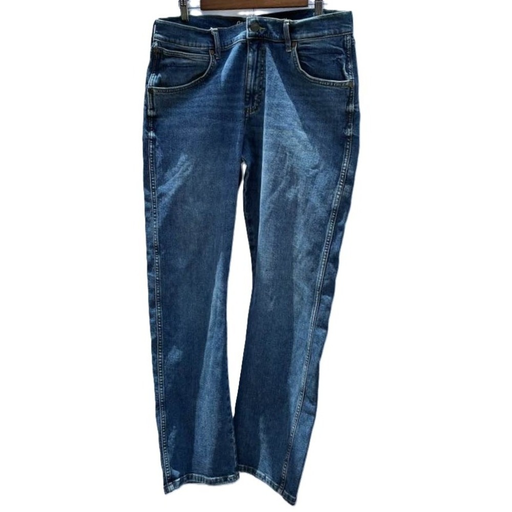 Wrangler Retro Slim Straight Jeans Med Wash Blue Denim Mens 35x32 Western Cowboy